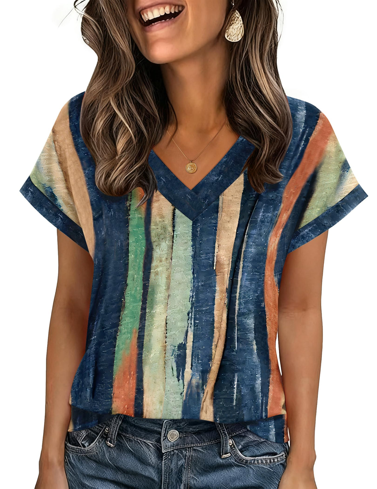 Zeagoo Womens Summer Tops Rolled Short Sleeve Shirts Dressy Casual Blouses