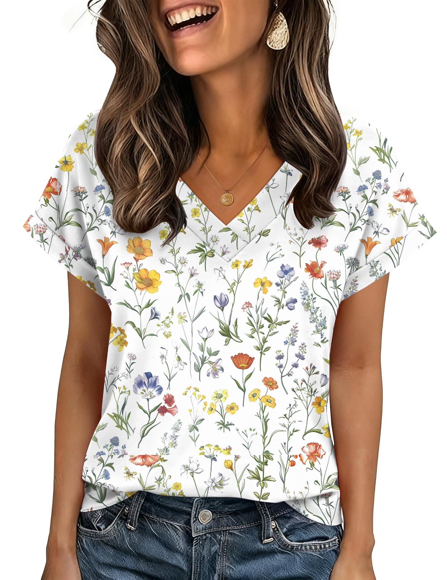 Zeagoo Womens Summer Tops Rolled Short Sleeve Shirts Dressy Casual Blouses