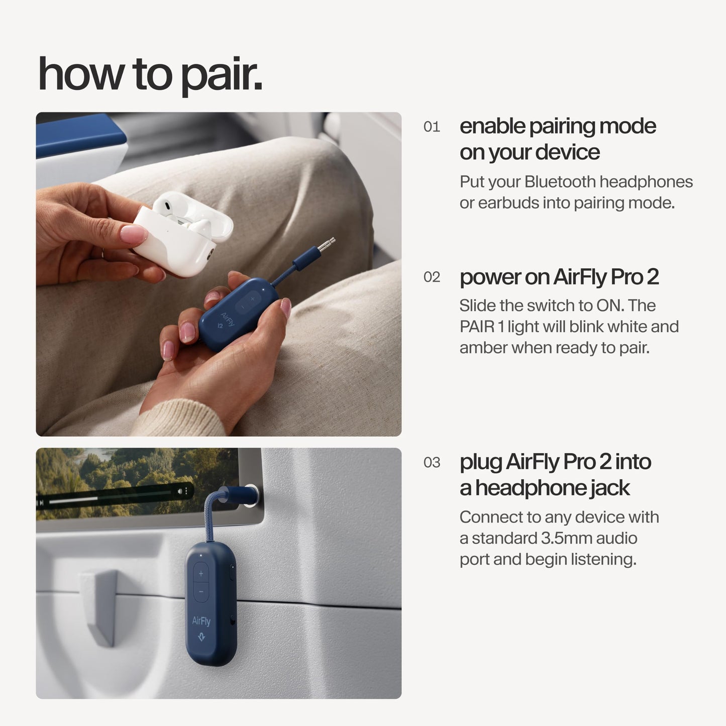 Twelve South AirFly Pro 2, Bluetooth Adapter, Pair 2 AirPods, Black Ice