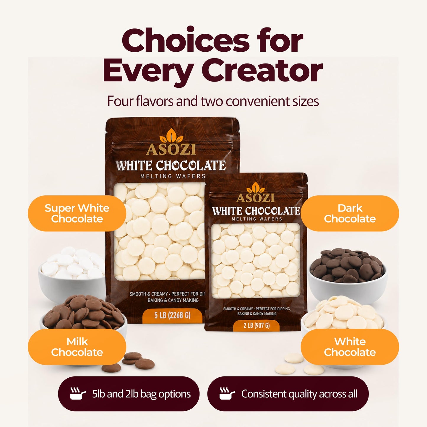 Milk Chocolate Melting Wafers 2lb | Candy Melts for Fountain & Dipping