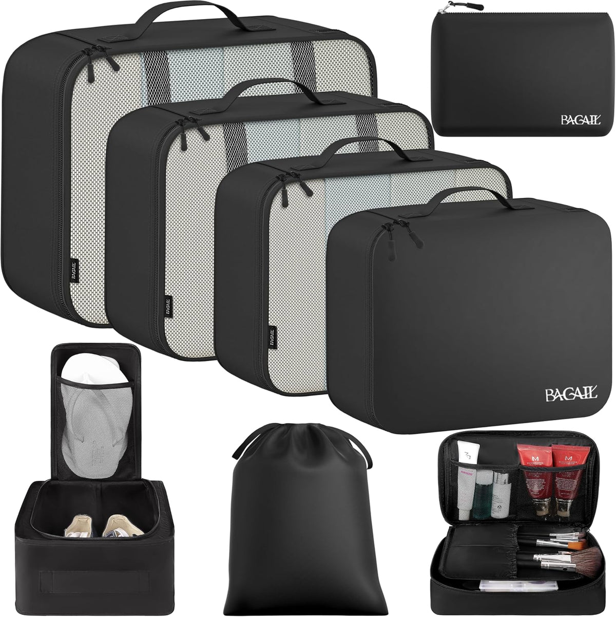 BAGAIL 8 Set Packing Cubes Luggage Packing Organizers for Travel Accessories-Aqua Color
