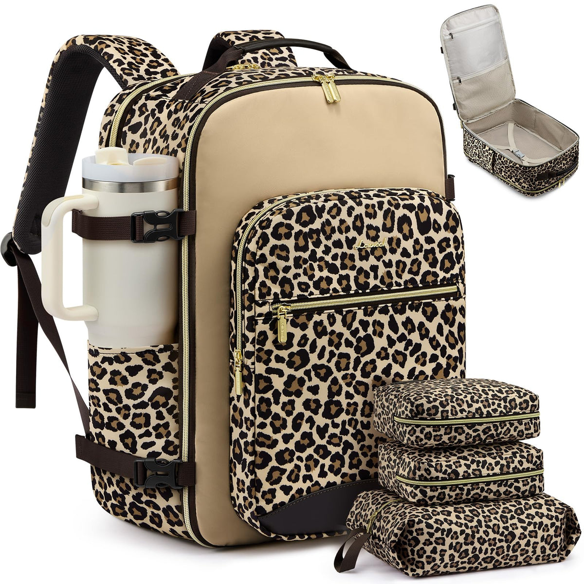 LOVEVOOK 40L Large Travel Backpack for Women Men, 17 Inch Carry on Backpack for Traveling on Airplane, Personal Item Bag Airline Approved, Business Causal Weekender Backpack, Black-Brown