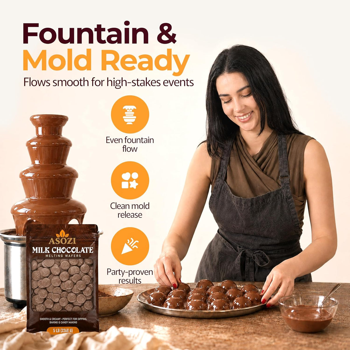 Milk Chocolate Melting Wafers 2lb | Candy Melts for Fountain & Dipping