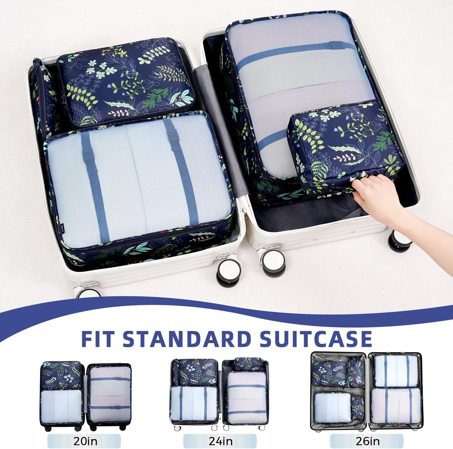 BAGAIL 8 Set Packing Cubes Luggage Packing Organizers for Travel Accessories-Aqua Color