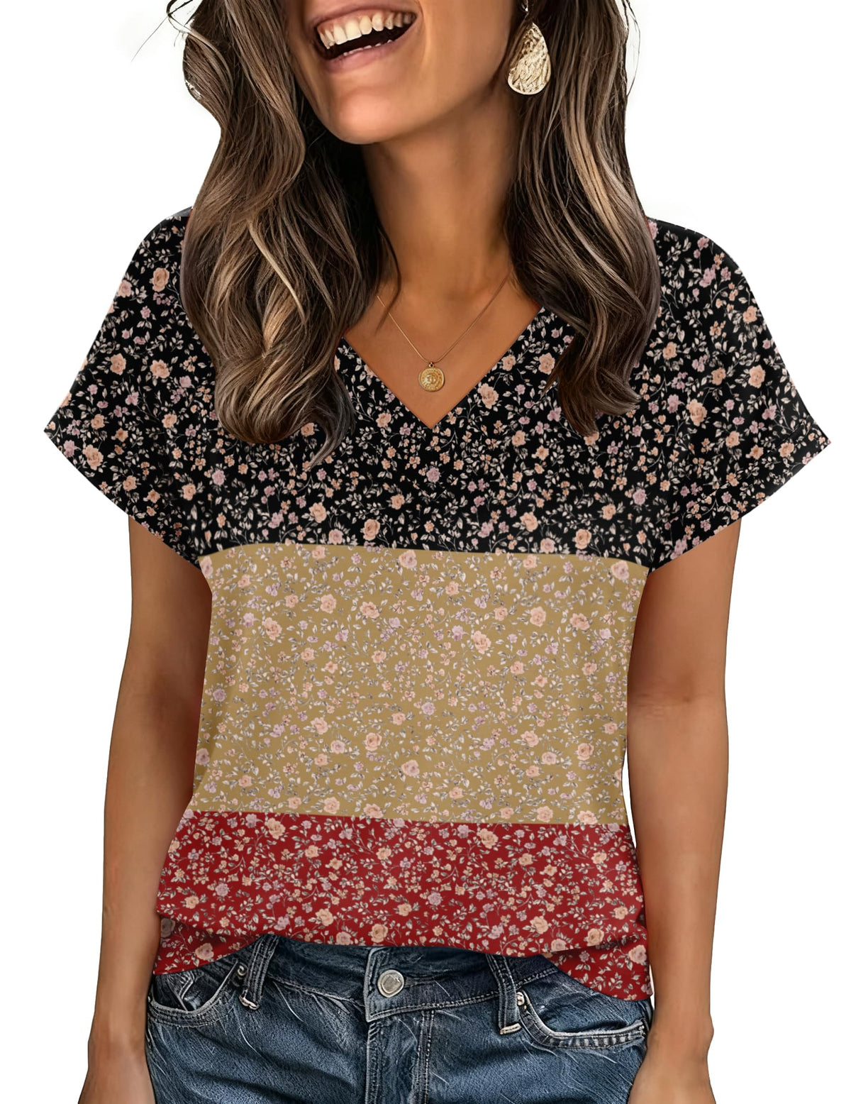 Zeagoo Womens Summer Tops Rolled Short Sleeve Shirts Dressy Casual Blouses
