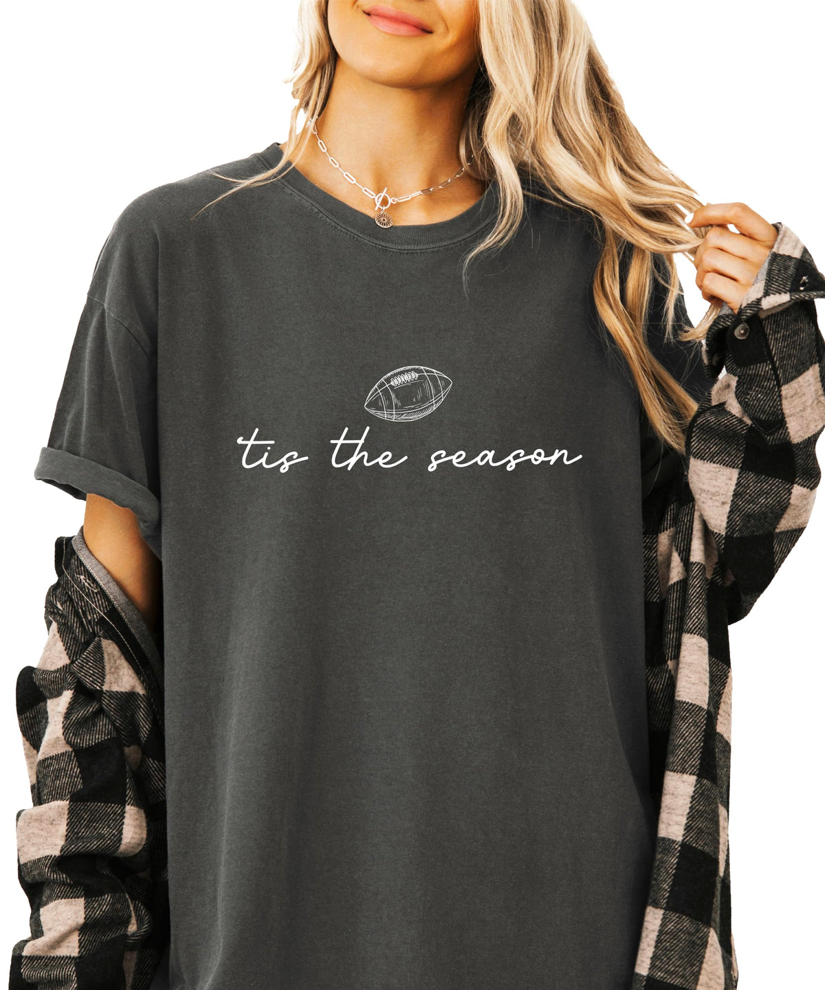 Tis the Season Fall Football Shirt for Women and Teens Trendy Funny Game Day Tee