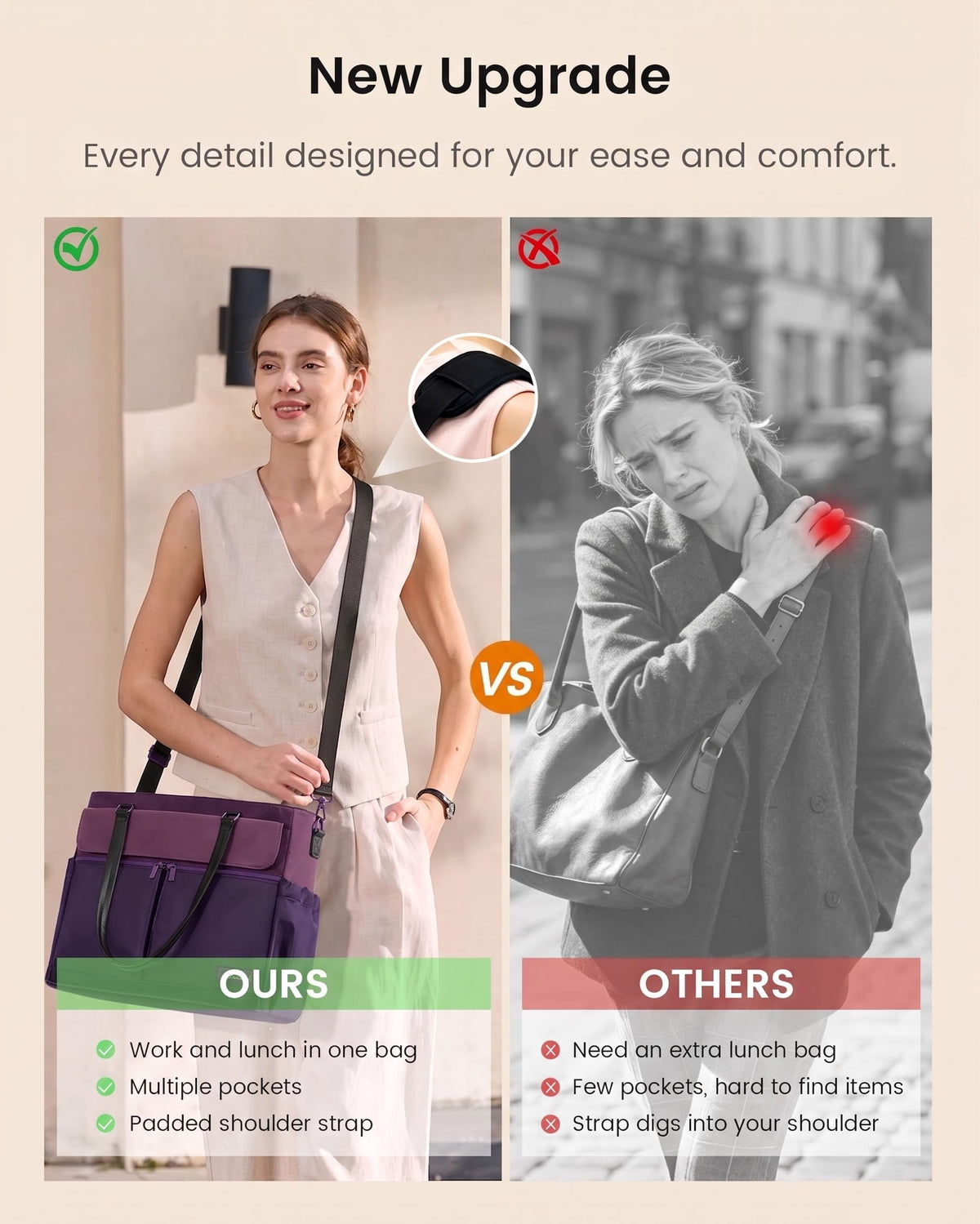 LOVEVOOK Lunch Tote Bag for Women, Work Laptop Bag with Lunch Compartment