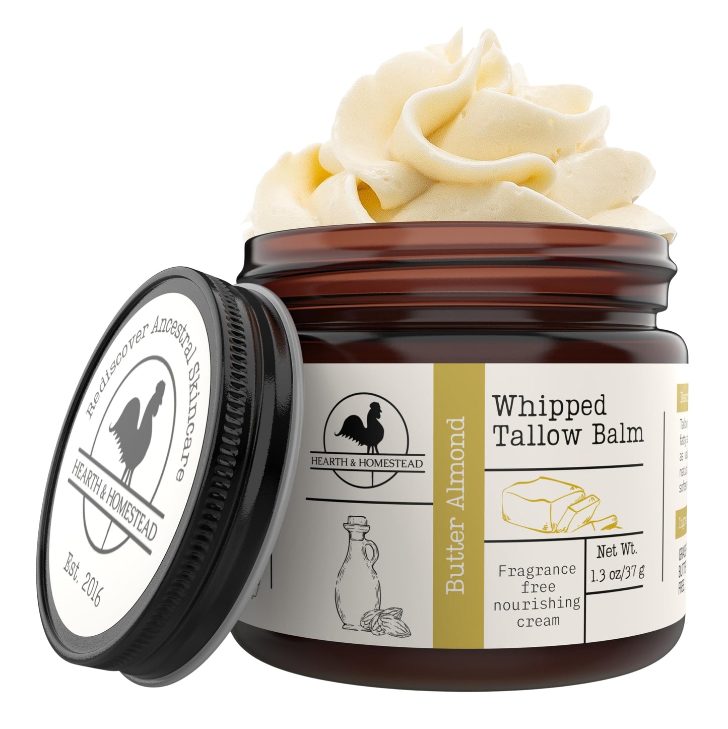 Hearth & Homestead Whipped Beef Tallow for Skin, Vanilla Orange, 2.6oz