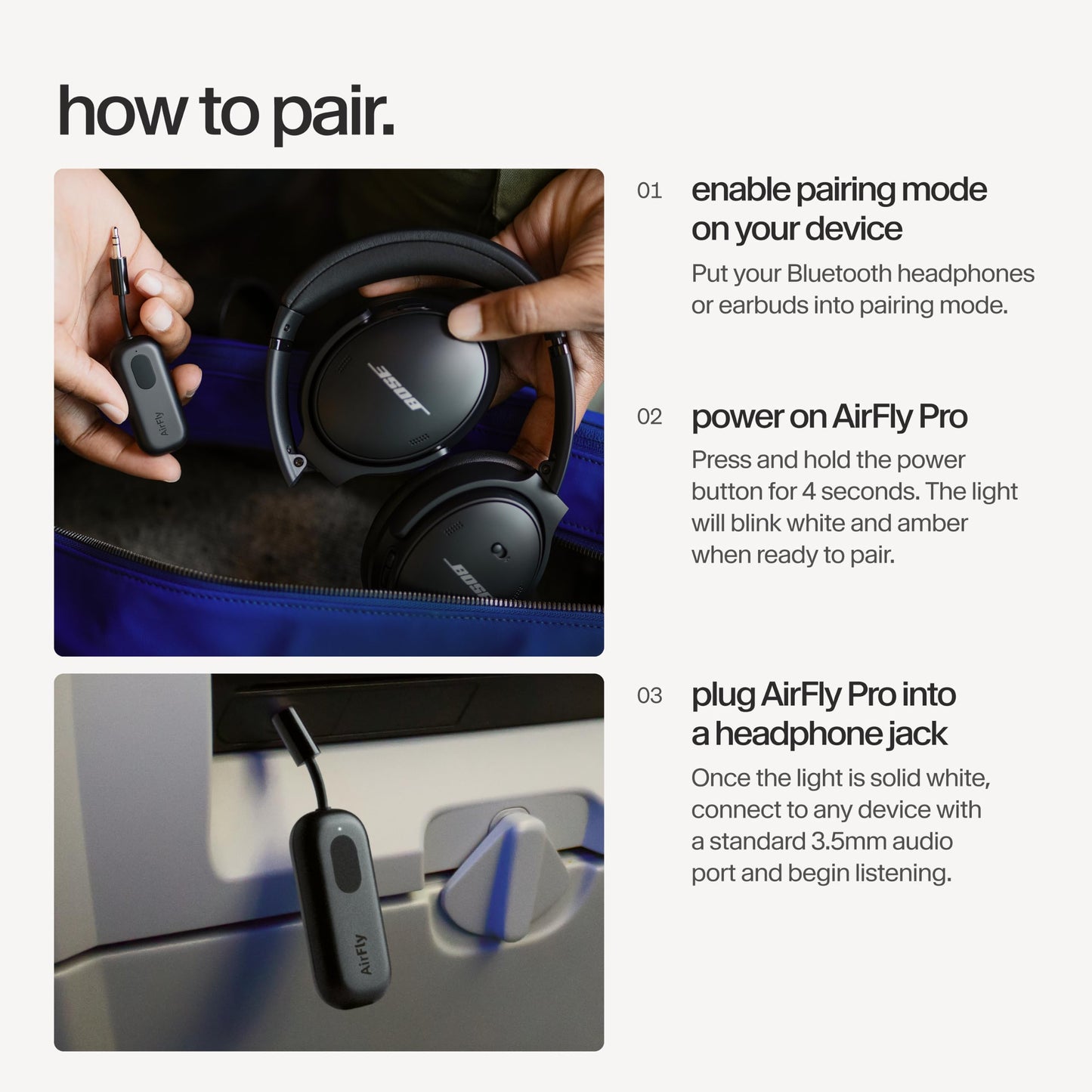 Twelve South AirFly Pro 2, Bluetooth Adapter, Pair 2 AirPods, Black Ice