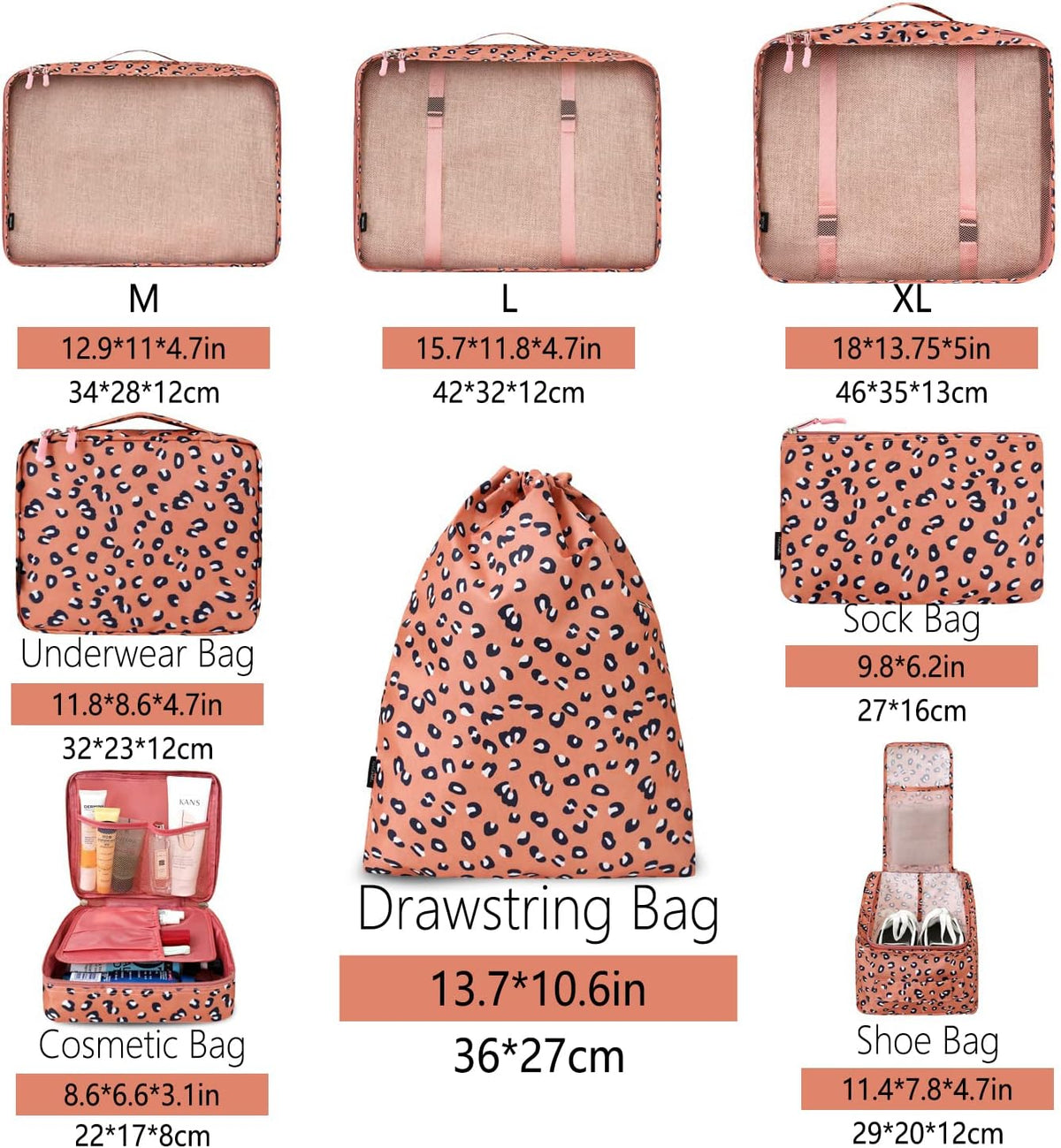 BAGAIL 8 Set Packing Cubes Luggage Packing Organizers for Travel Accessories-Aqua Color