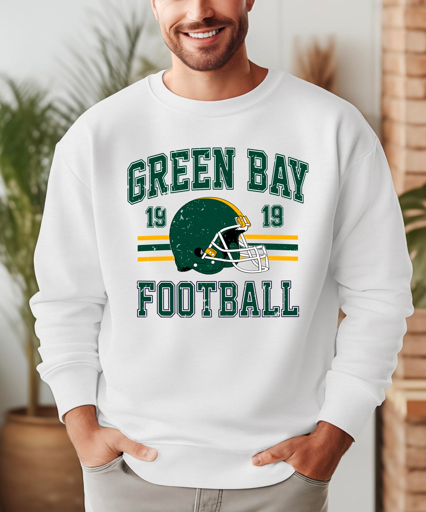 Olive Loves Apple Vintage Green Bay 1919 Football Sweatshirt for Men Women and Kids Distressed Game Day Pullover