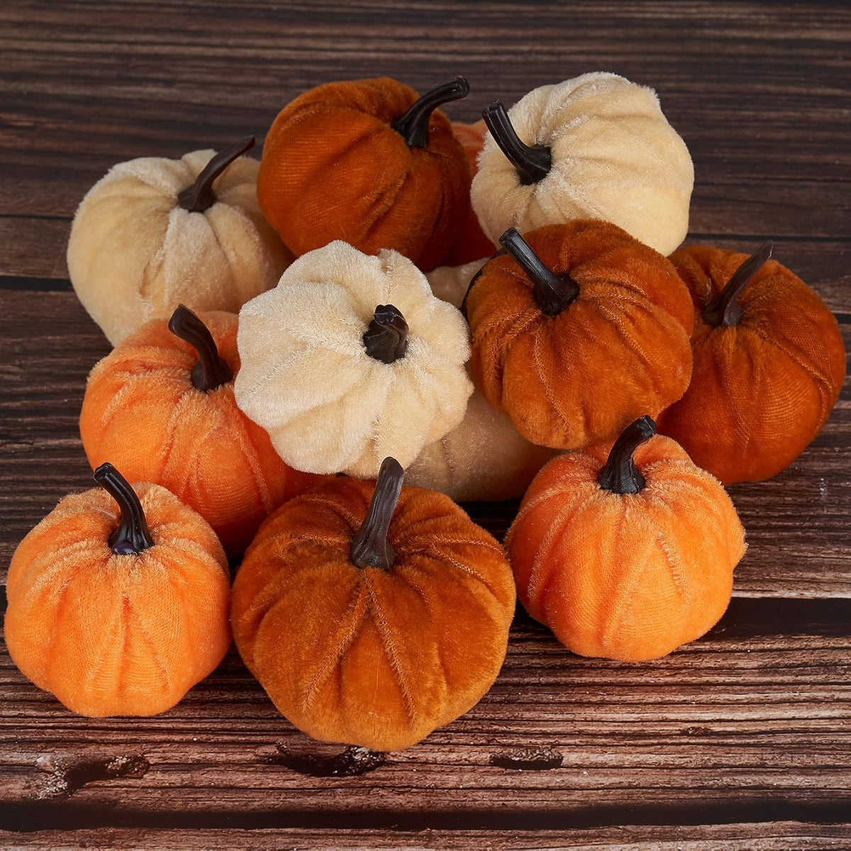 Diahom Pumpkin Decor 12pcs Artificial Velvet Fall Thanksgiving Decoration