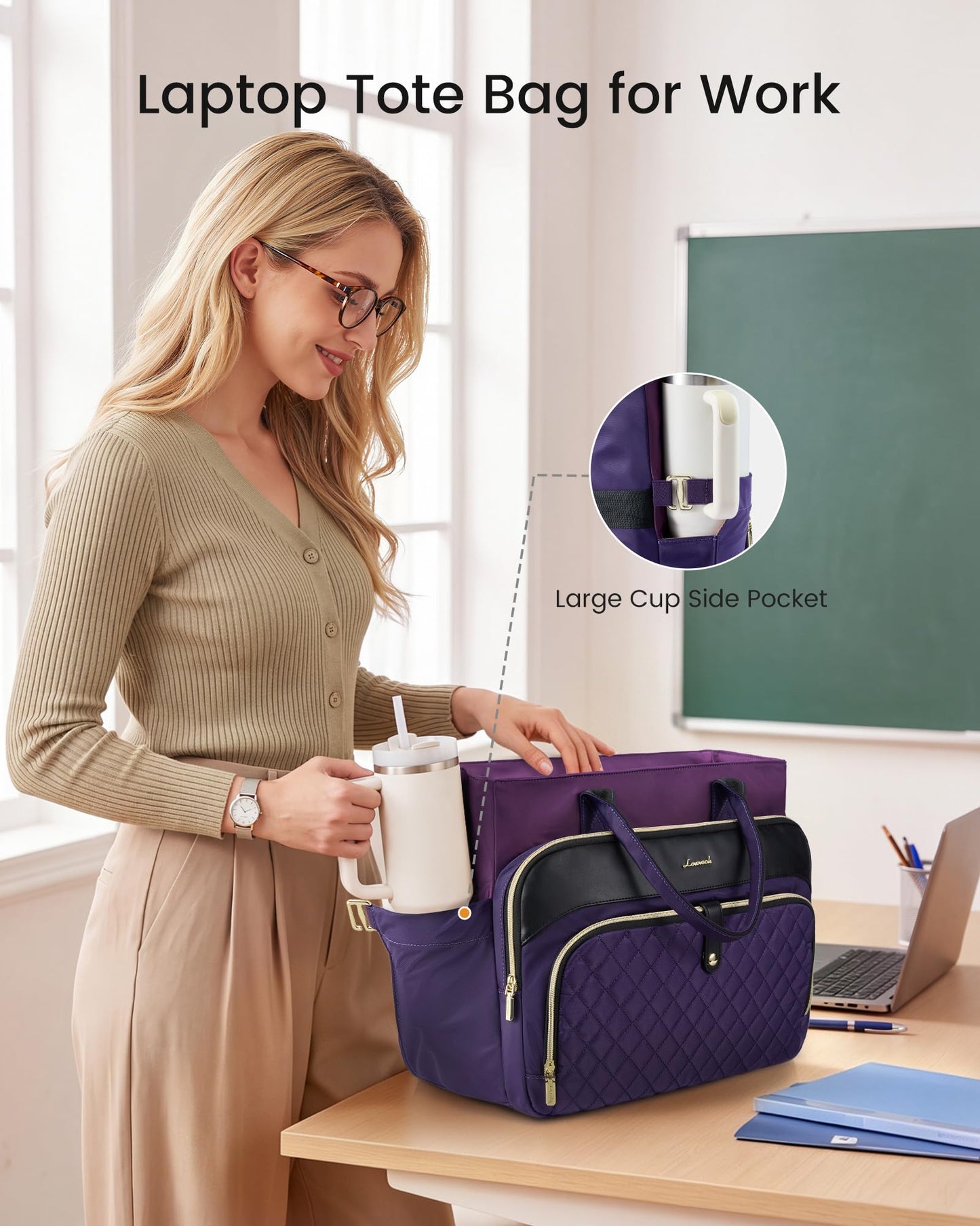 LOVEVOOK Laptop Bag for Women, Work Tote Computer Bag for Teacher Nurse