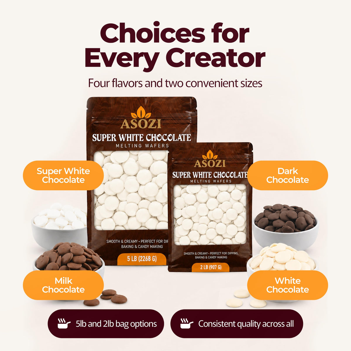 Milk Chocolate Melting Wafers 2lb | Candy Melts for Fountain & Dipping