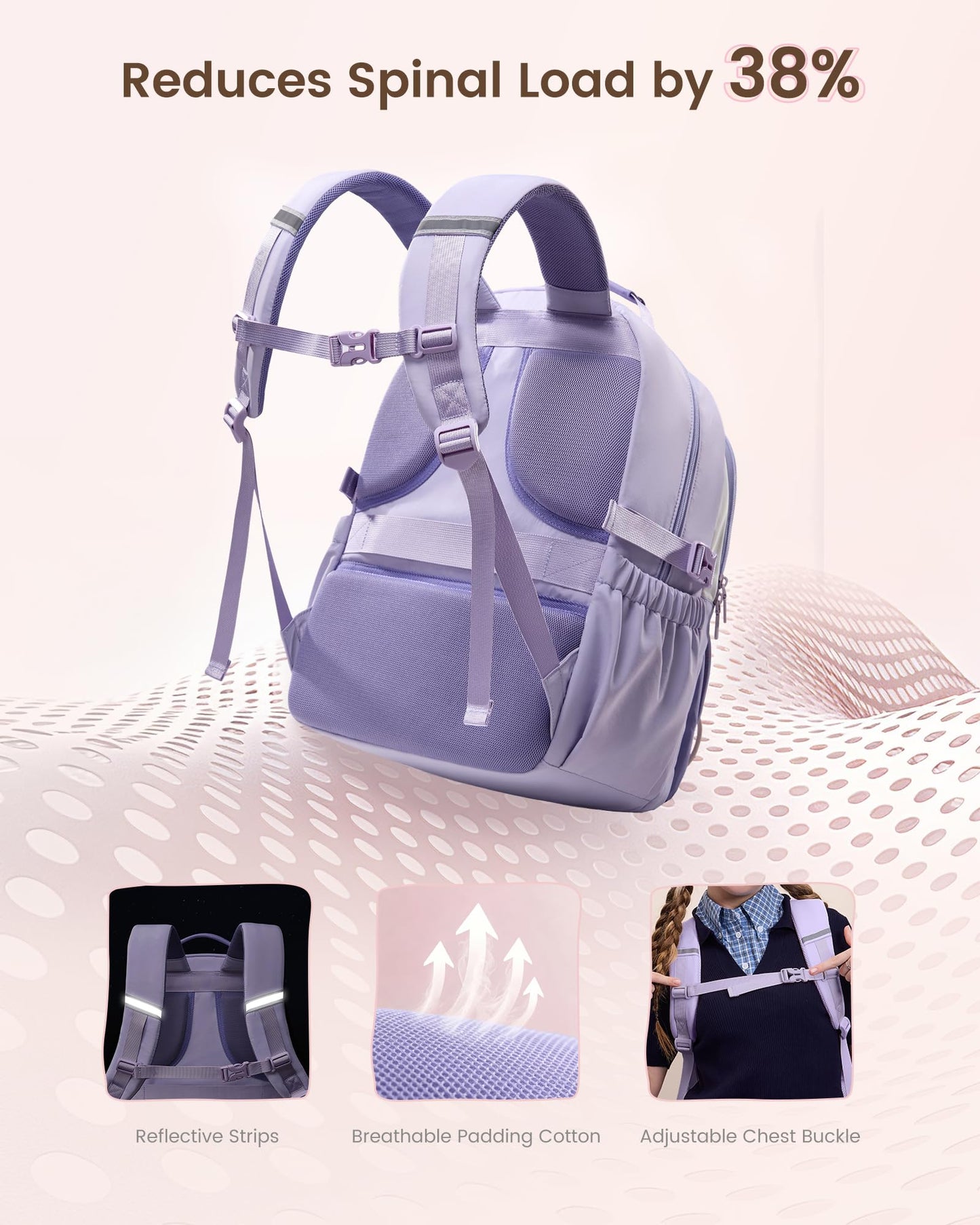 LOVEVOOK School Backpack for Girls Ages 8-16,Cute Student Bookbag for Kids
