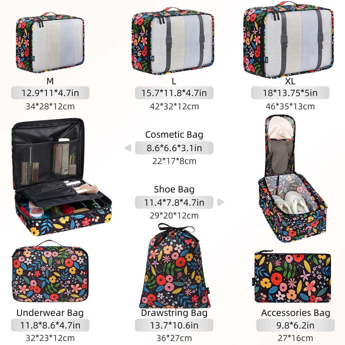 BAGAIL 8 Set Packing Cubes Luggage Packing Organizers for Travel Accessories-Aqua Color