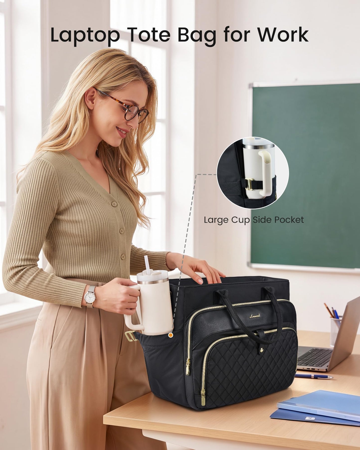 LOVEVOOK Laptop Bag for Women, Work Tote Computer Bag for Teacher Nurse