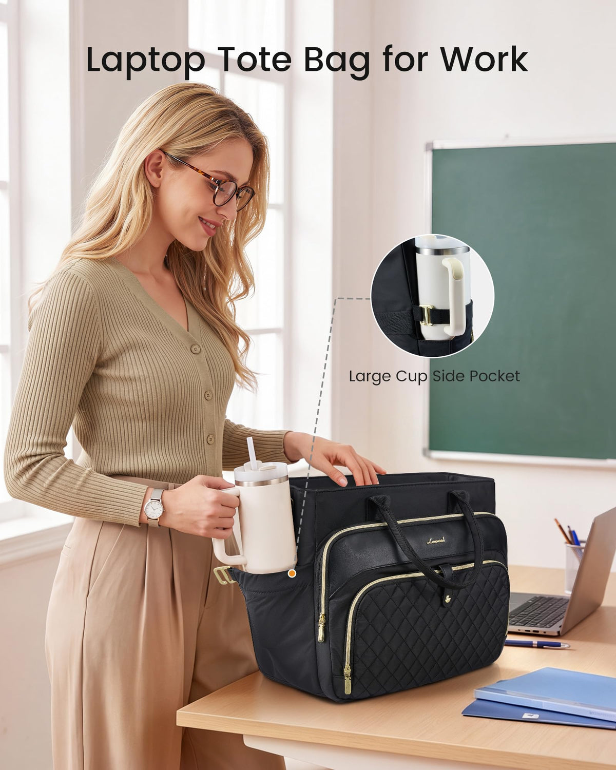 LOVEVOOK Laptop Bag for Women, Work Tote Computer Bag for Teacher Nurse