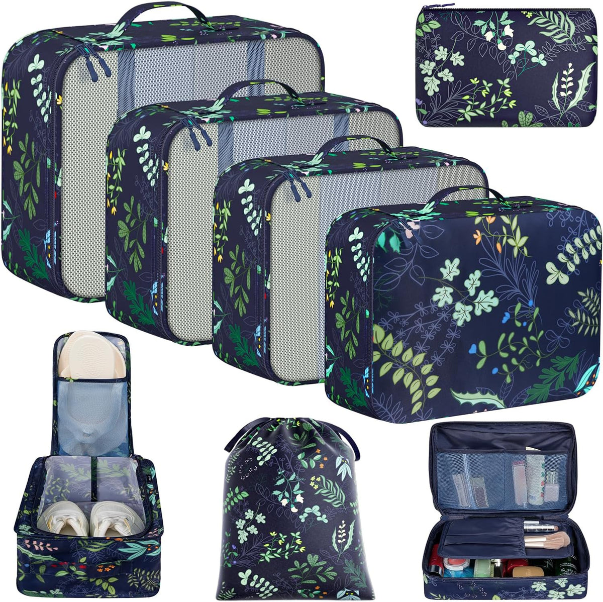 BAGAIL 8 Set Packing Cubes Luggage Packing Organizers for Travel Accessories-Aqua Color