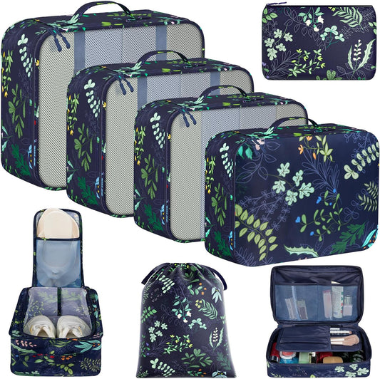 BAGAIL 8 Set Packing Cubes Luggage Packing Organizers for Travel Accessories-Aqua Color