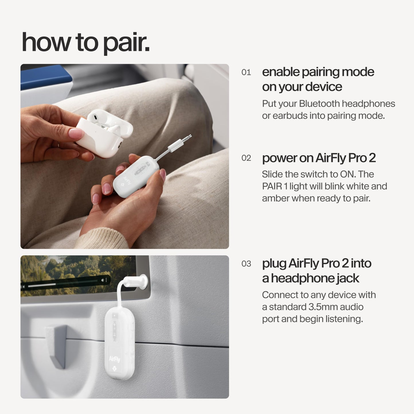 Twelve South AirFly Pro 2, Bluetooth Adapter, Pair 2 AirPods, Black Ice