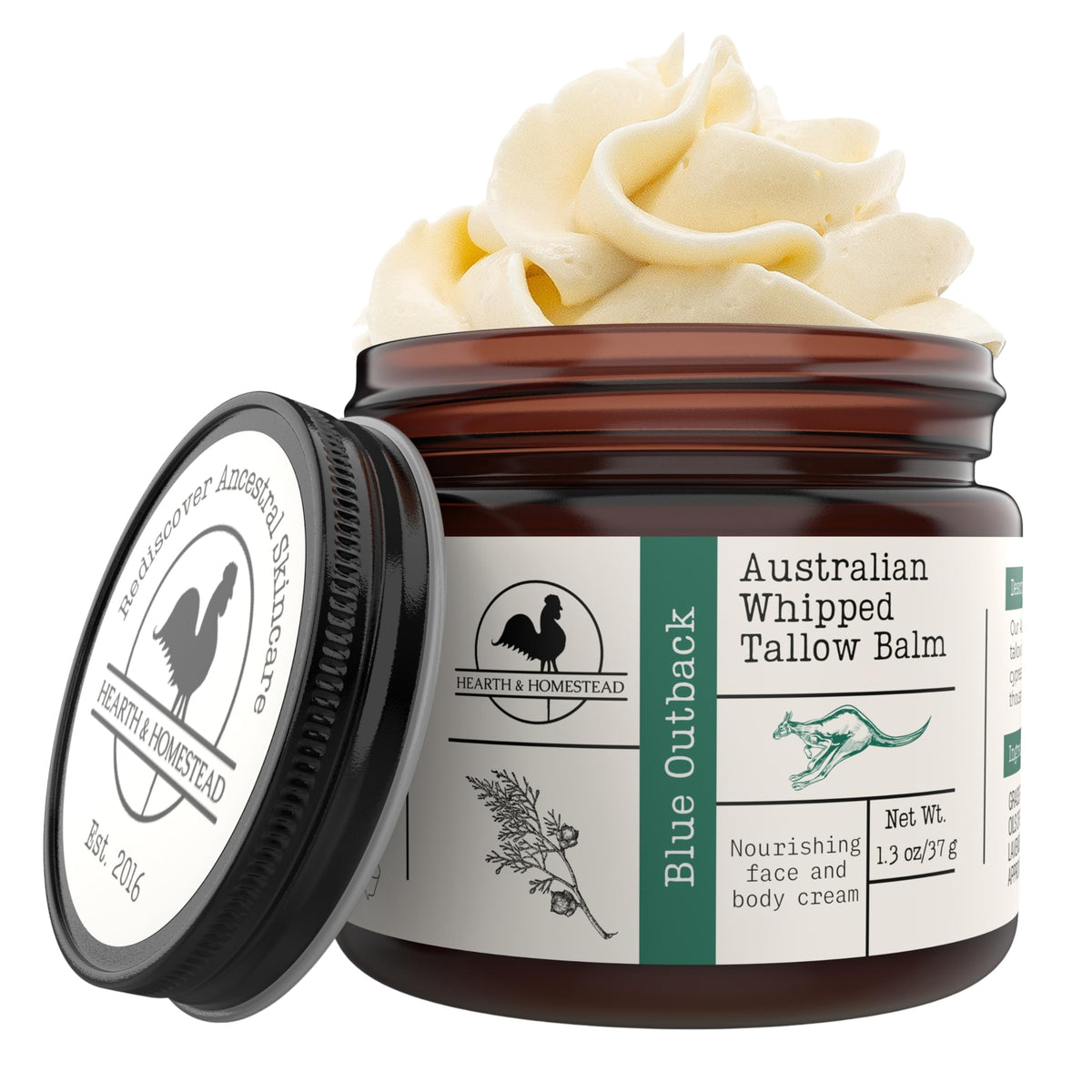 Hearth & Homestead Whipped Beef Tallow for Skin, Vanilla Orange, 2.6oz