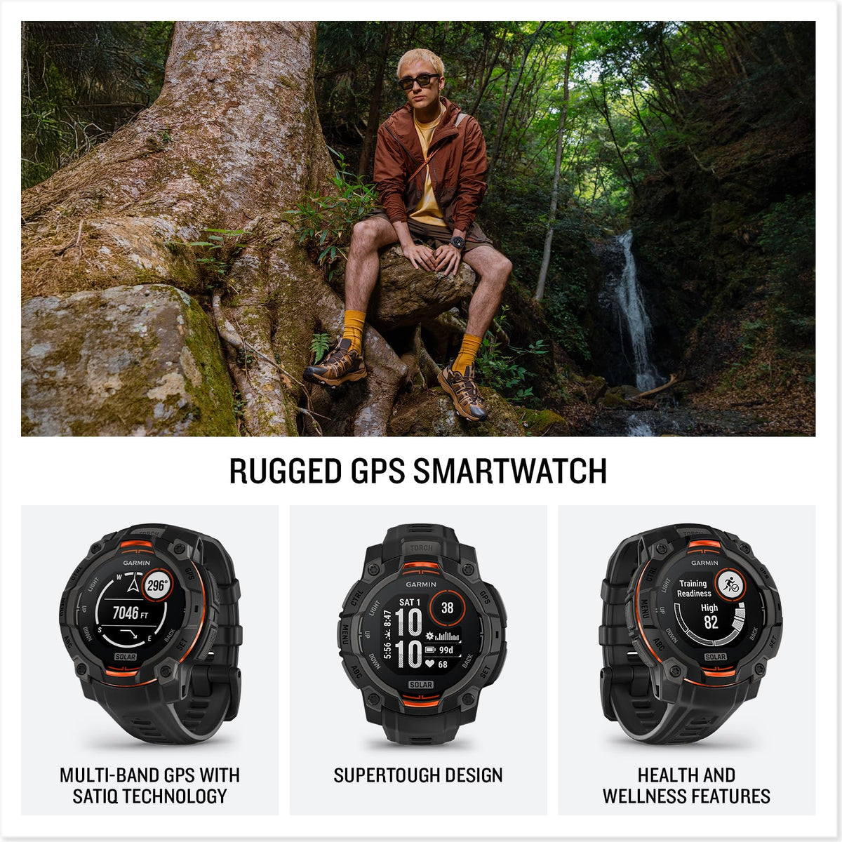 Garmin Instinct® 3 Tactical, Solar, 50mm, Black