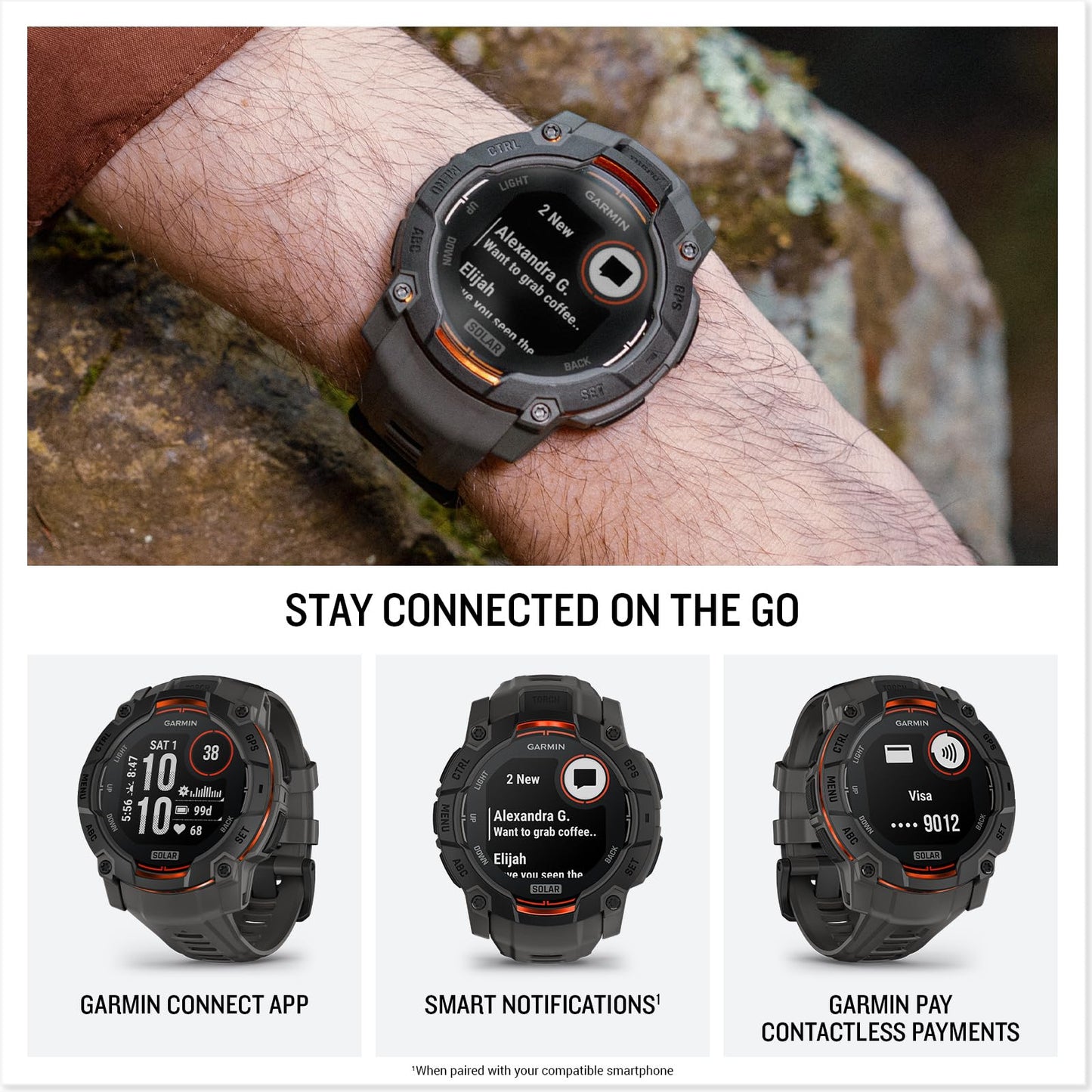 Garmin Instinct® 3 Tactical, Solar, 50mm, Black