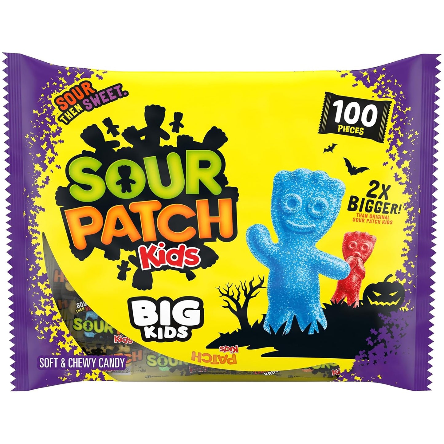 SOUR PATCH KIDS Big Kids Soft & Chewy Gummy Halloween Candy, 100 ct