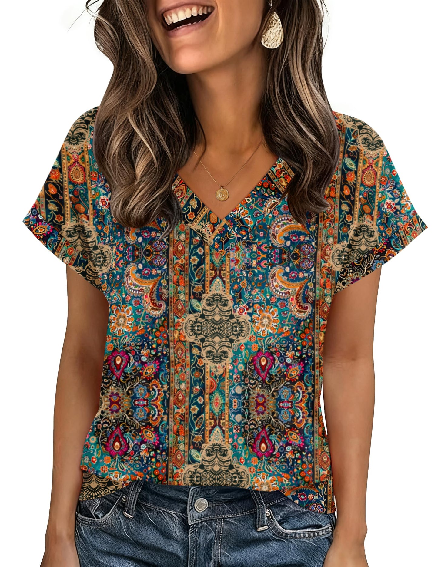 Zeagoo Womens Summer Tops Rolled Short Sleeve Shirts Dressy Casual Blouses