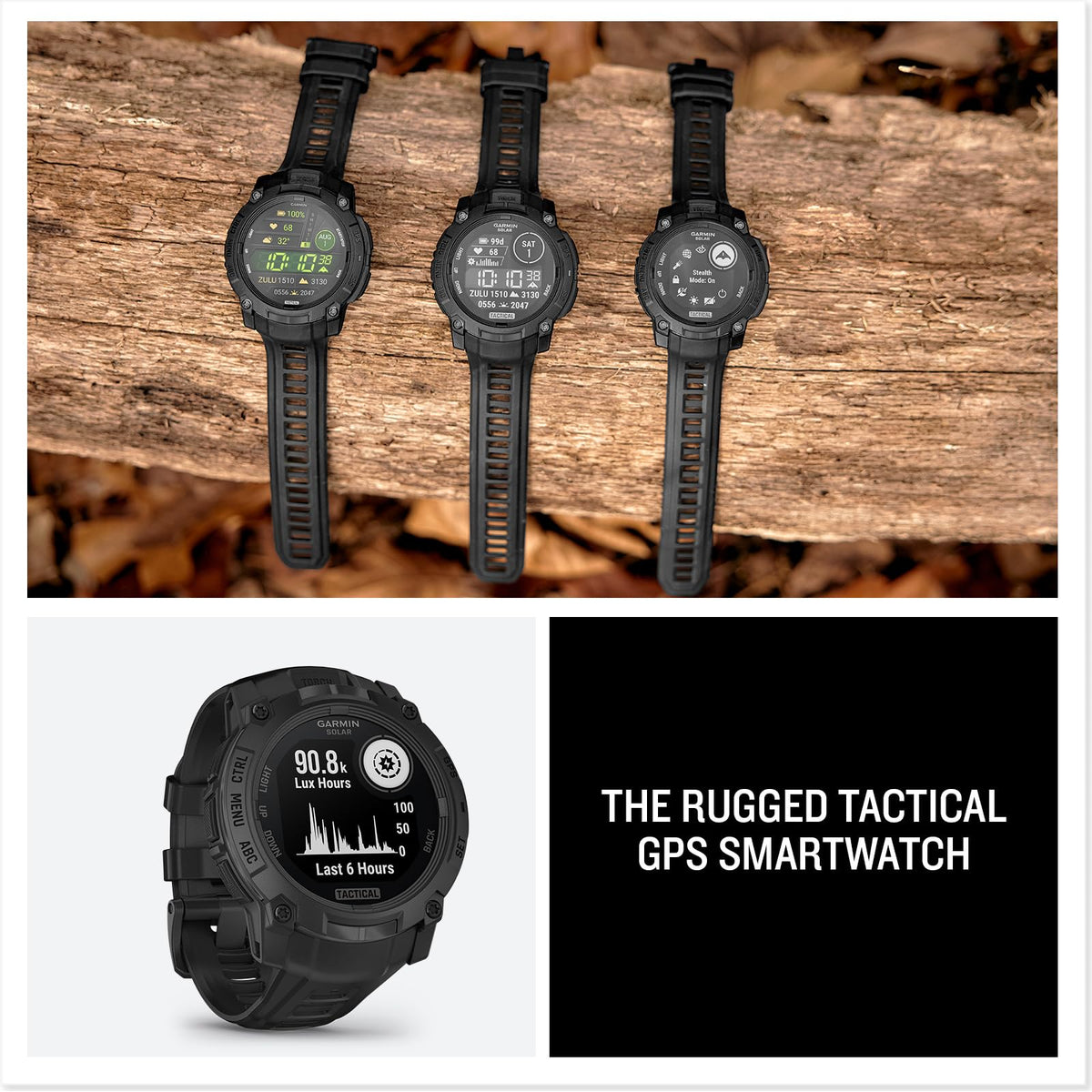 Garmin Instinct® 3 Tactical, Solar, 50mm, Black