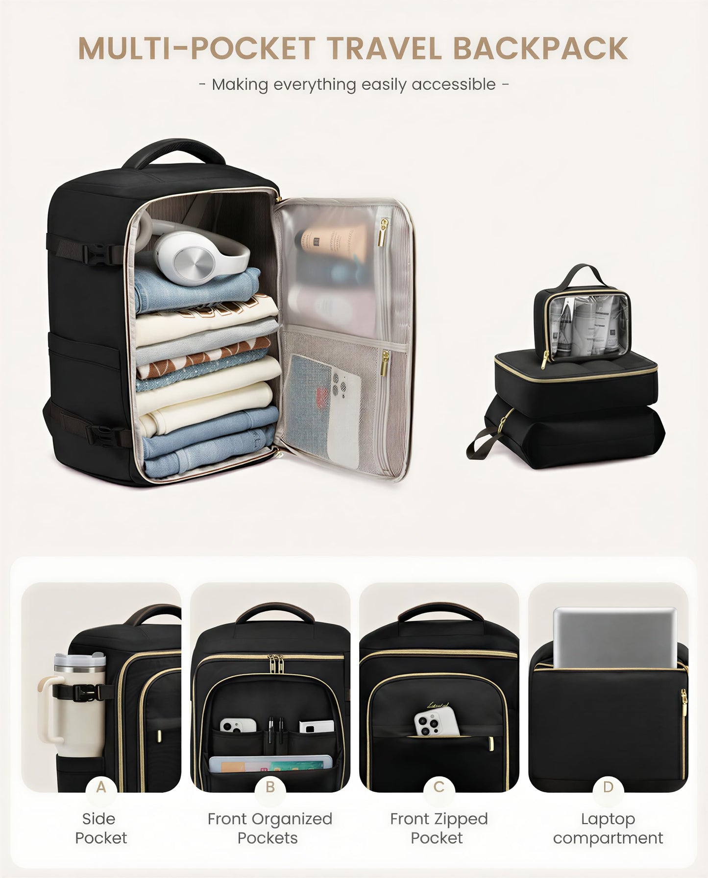 LOVEVOOK Travel Backpack Carry on Flight Approved for Women/Men