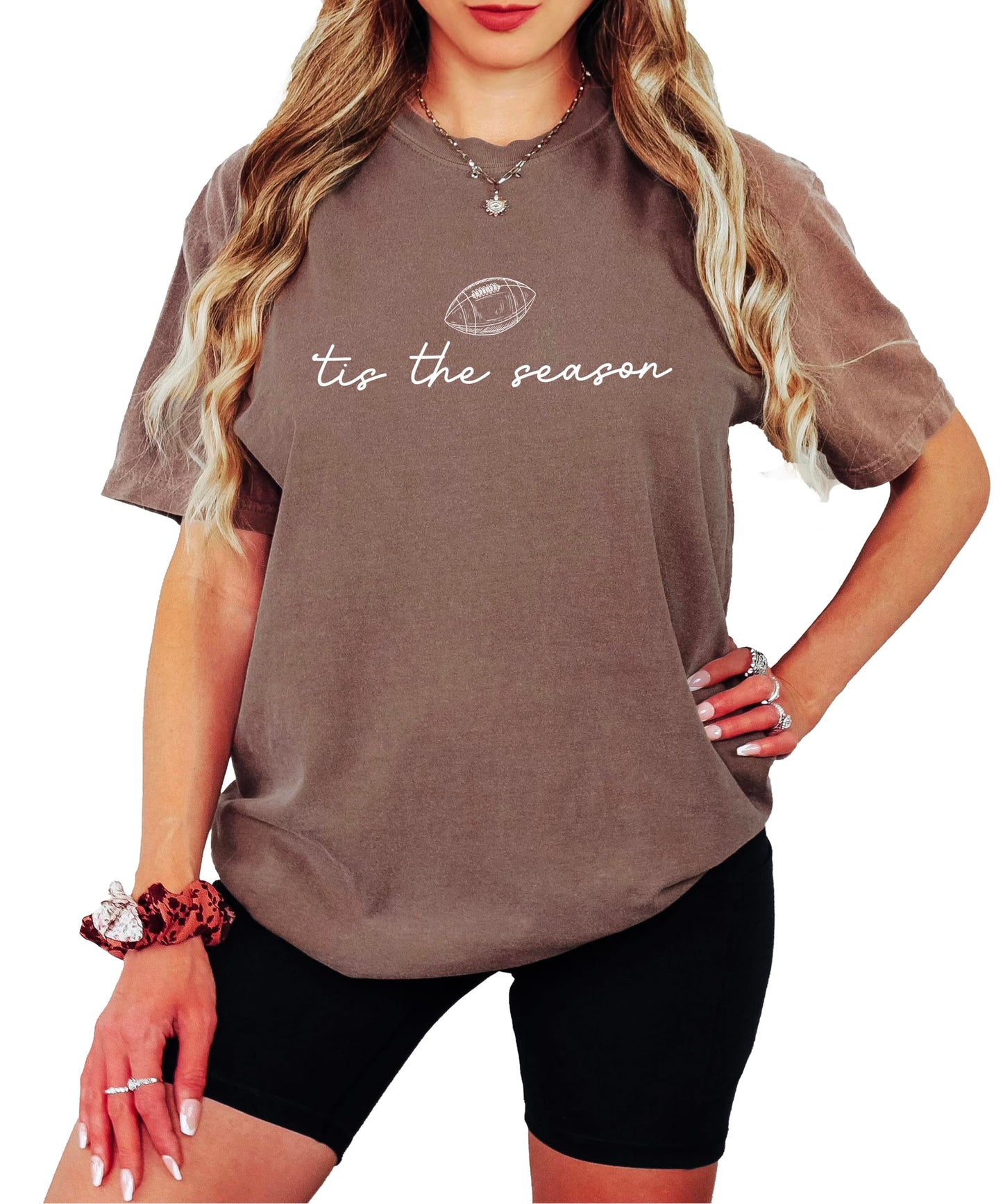 Tis the Season Fall Football Shirt for Women and Teens Trendy Funny Game Day Tee
