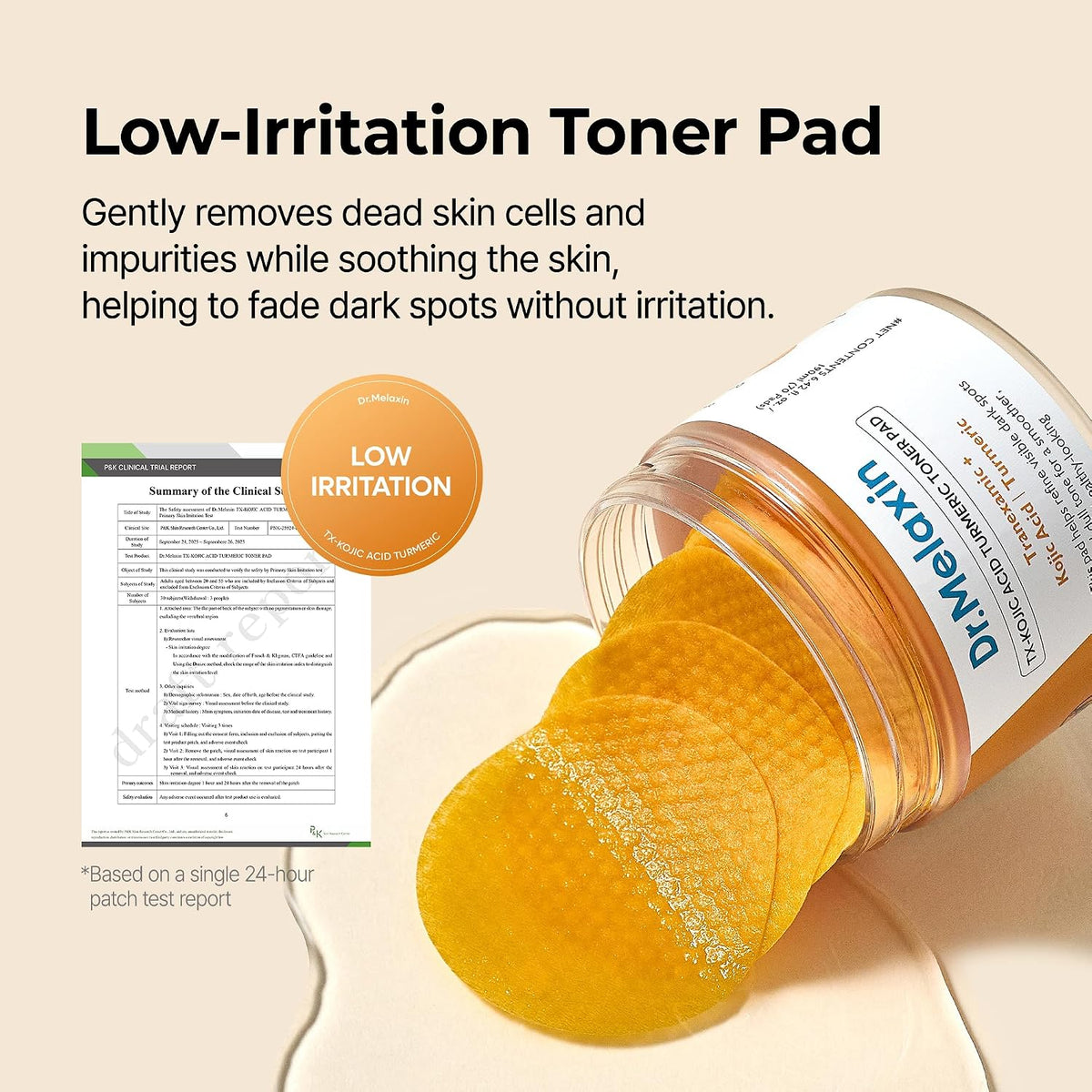 Dr.Melaxin TX Kojic Acid Turmeric Toner Pads with Tranexamic Acid, Brightening Toner Pad for Pigmentation & Dark Spot Care, Gentle Keratin Care for Radiant Skin, Korean Skincare, 70 Sheets