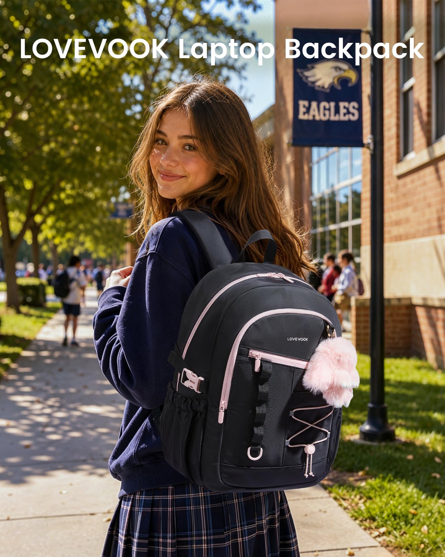 LOVEVOOK School Backpack for Girls，large Capacity 15.6 Laptop Backpack