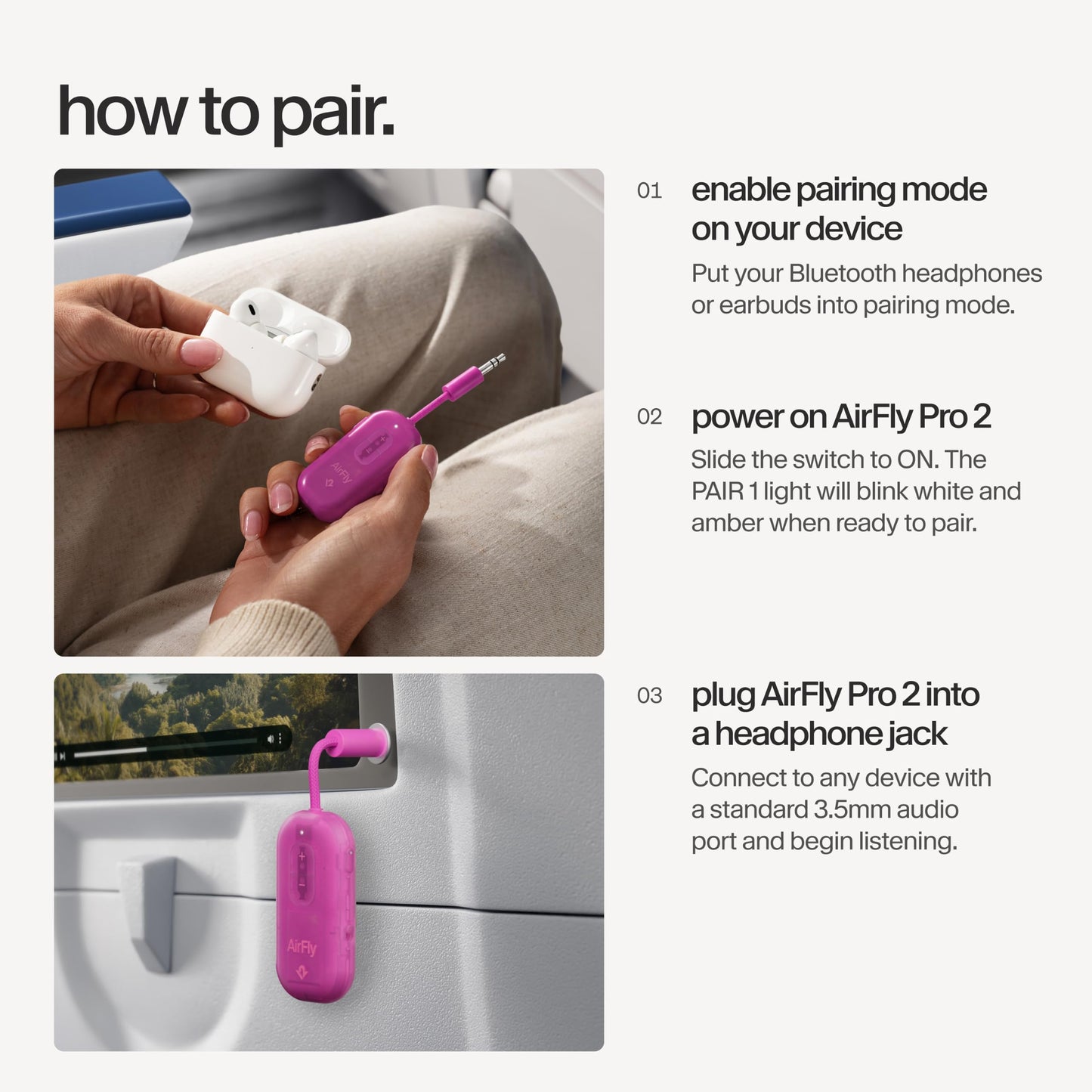 Twelve South AirFly Pro 2, Bluetooth Adapter, Pair 2 AirPods, Black Ice