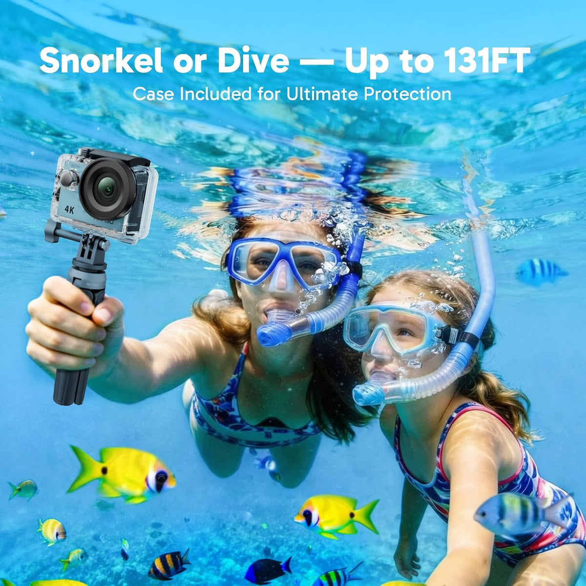 AKASO EK7000 4K30FPS 20MP WiFi Action Camera with EIS Ultra HD 131FT Waterproof Underwater Camera Remote Control 4X Zoom Support External Microphone Blue