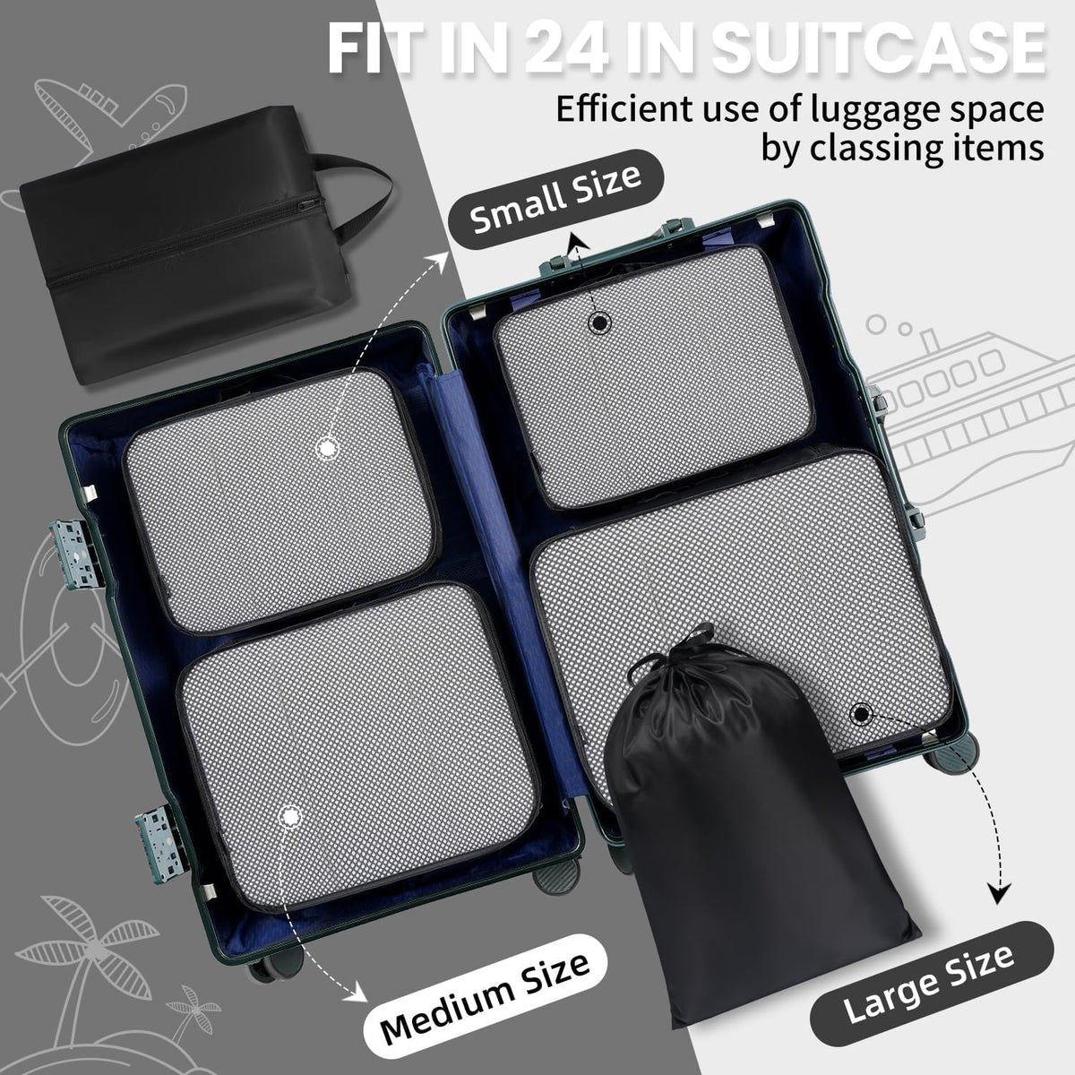 BAGAIL 8 Set Packing Cubes Luggage Packing Organizers for Travel Accessories-Aqua Color