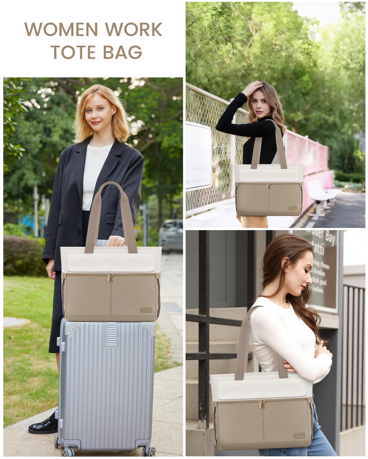 LOVEVOOK Lunch Tote Bag for Women, Work Laptop Bag with Lunch Compartment