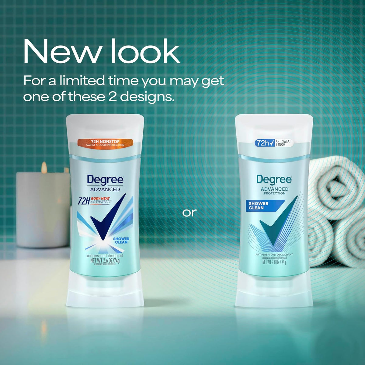 Degree Advanced Protection Antiperspirant Deodorant Shower Clean 72H 2.6 oz