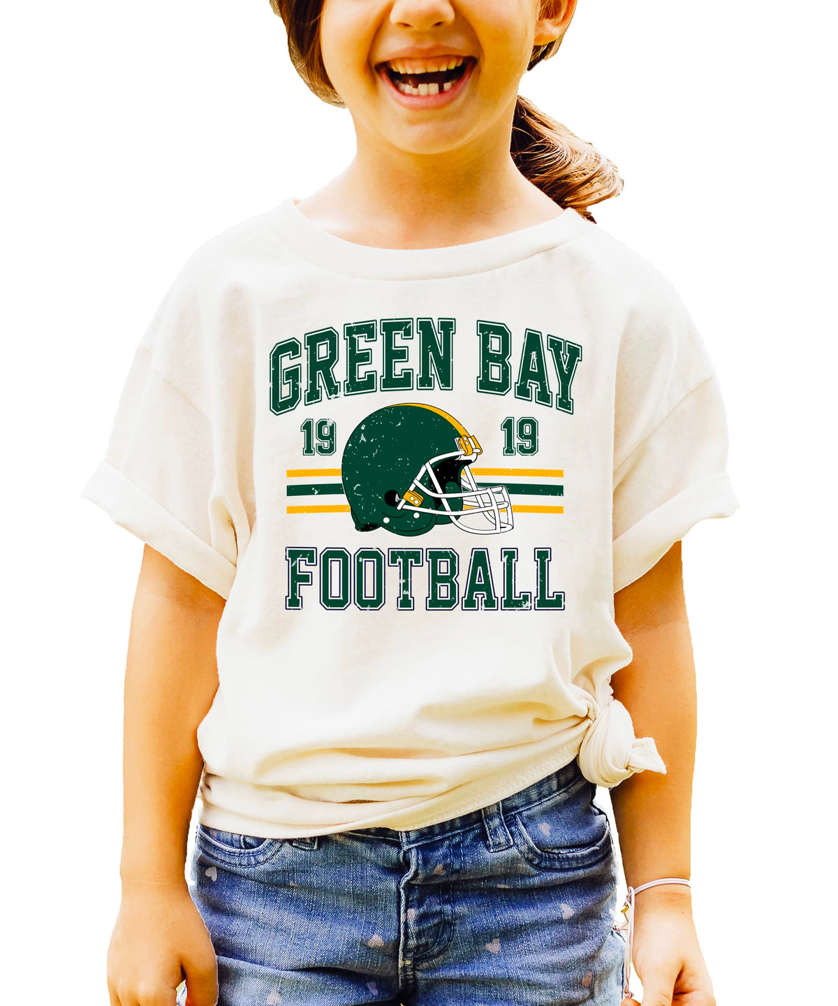 Vintage Green Bay 1919 Football Shirt for Men Women and Kids Distressed Green and Gold Tee