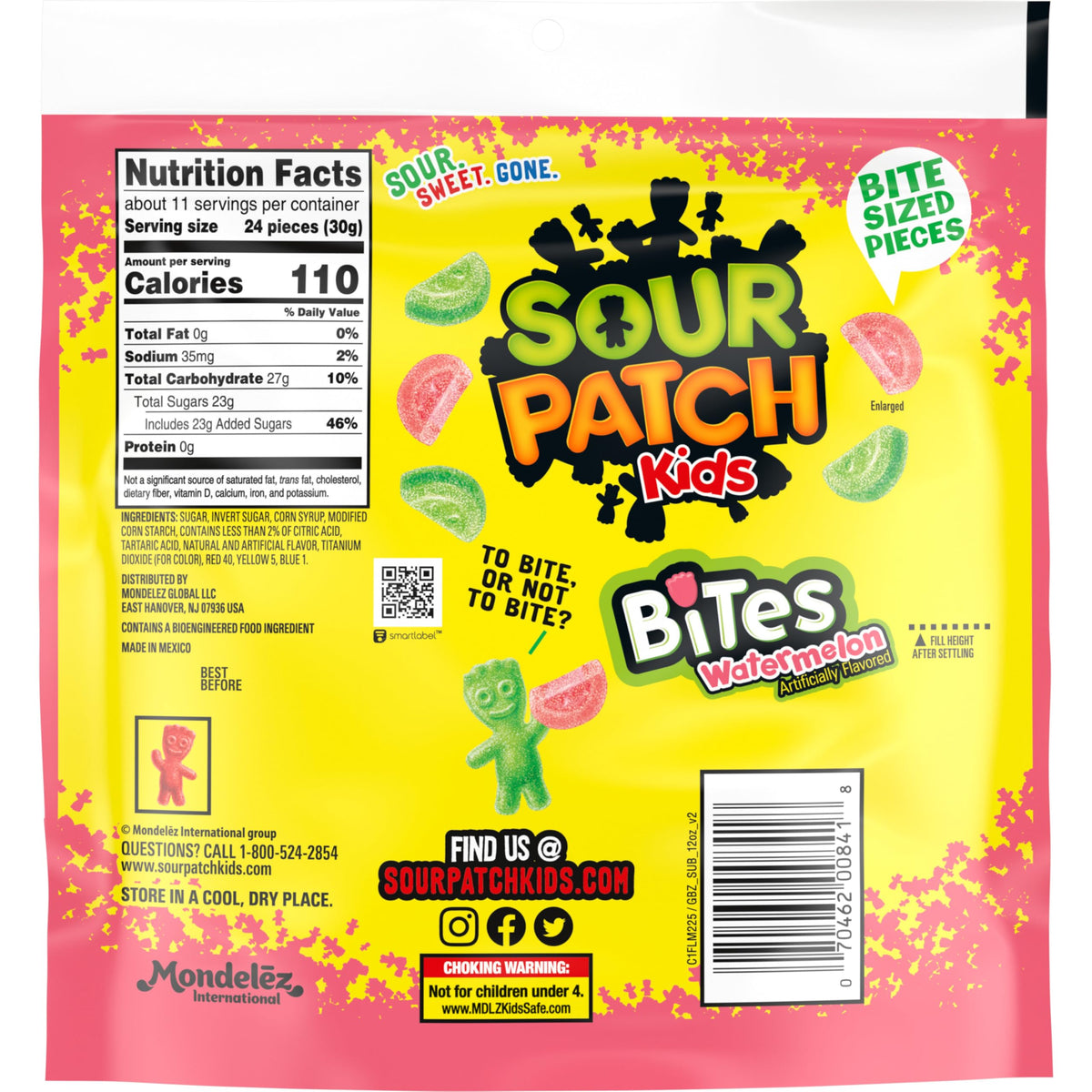 SOUR PATCH KIDS Big Kids Soft & Chewy Gummy Halloween Candy, 100 ct