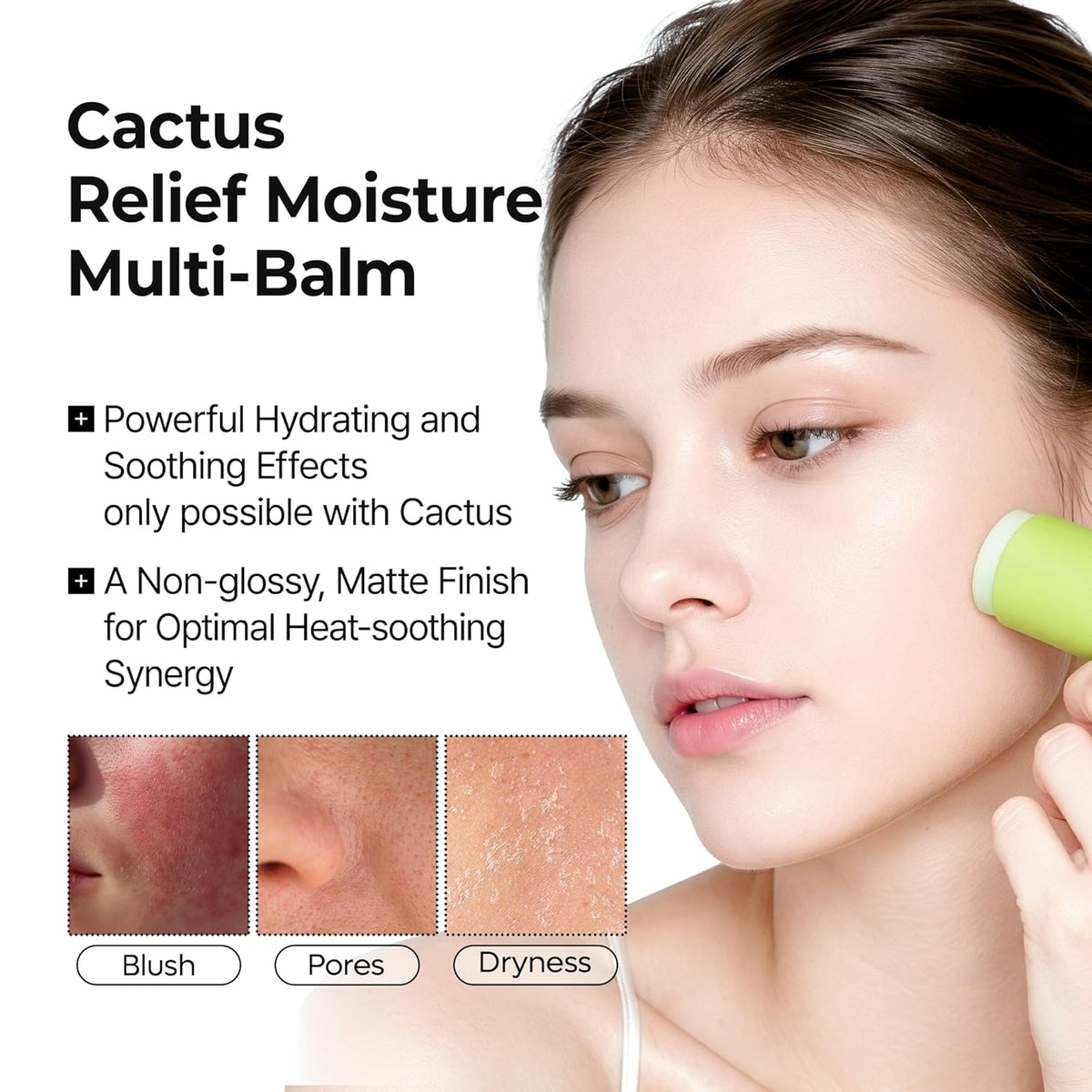 Dr.Melaxin Cactox Pore Relief Multi Balm Stick – Zinc PCA & ADENOSINE Cooling & De-Puffing Face Balm for Enlarged Pores & Puffy Skin, Pore Minimizing with Cactus Extract, Korean Skincare, 0.88 oz