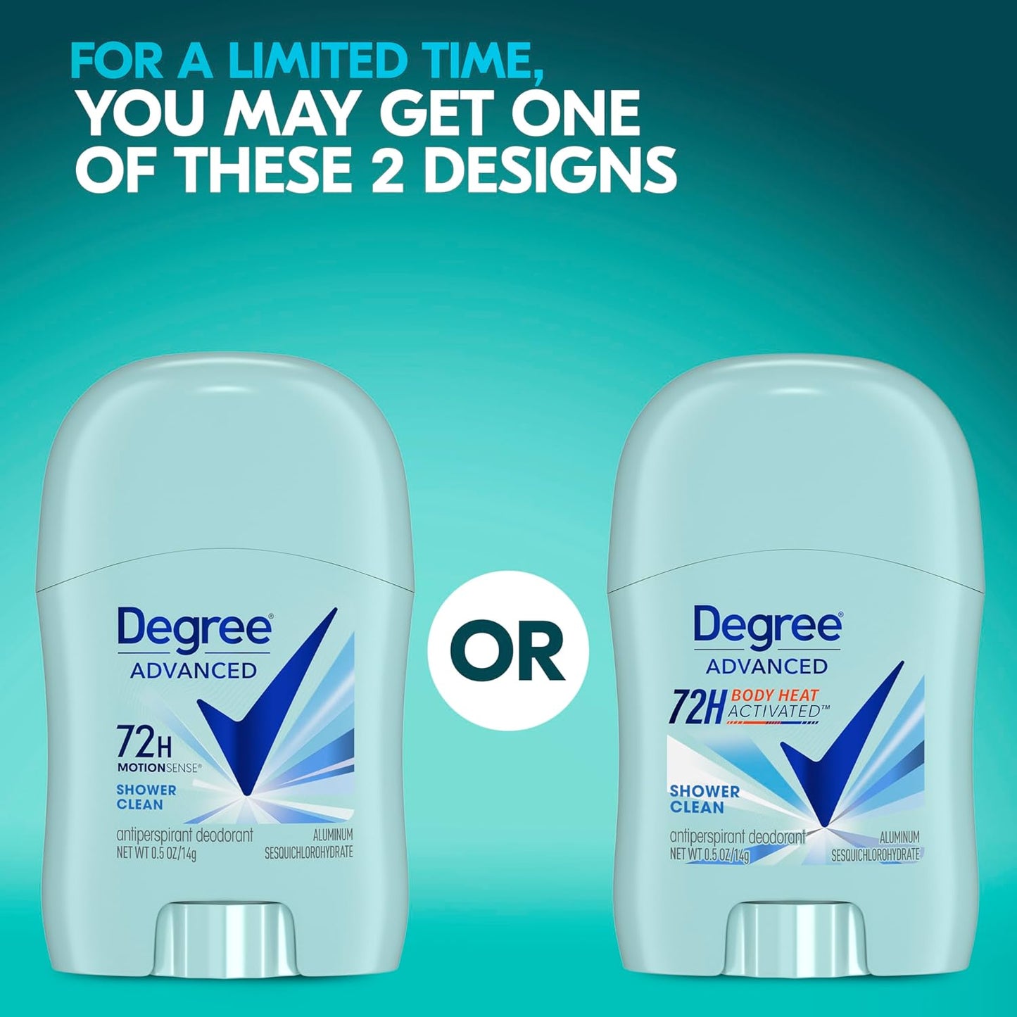 Degree Advanced Protection Antiperspirant Deodorant Shower Clean 72H 2.6 oz