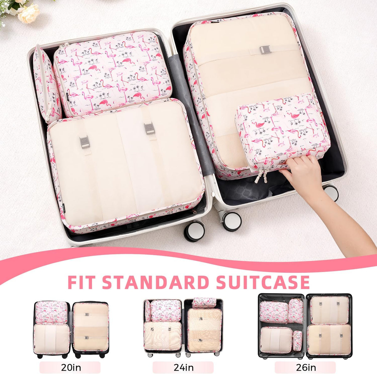 BAGAIL 8 Set Packing Cubes Luggage Packing Organizers for Travel Accessories-Aqua Color