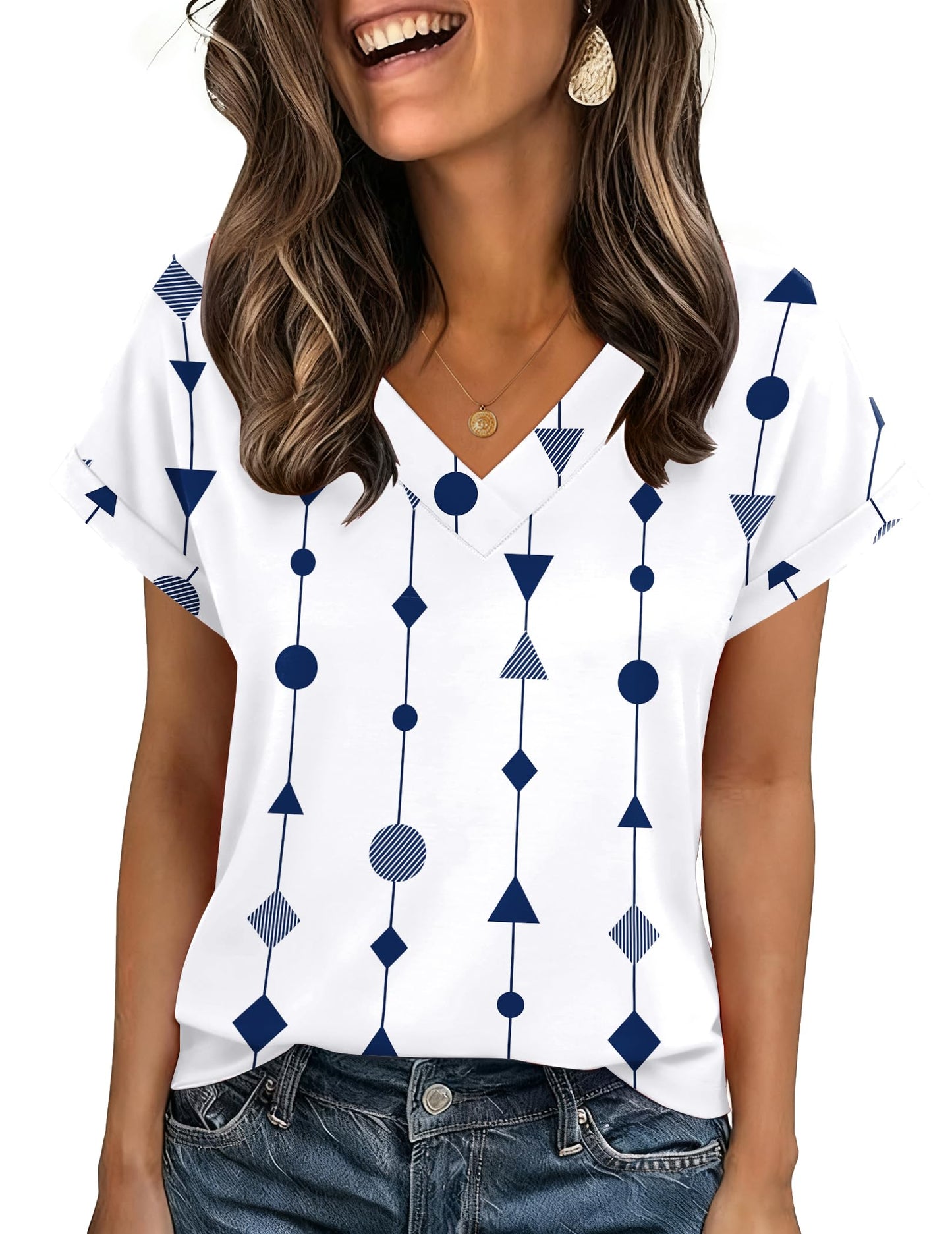 Zeagoo Womens Summer Tops Rolled Short Sleeve Shirts Dressy Casual Blouses