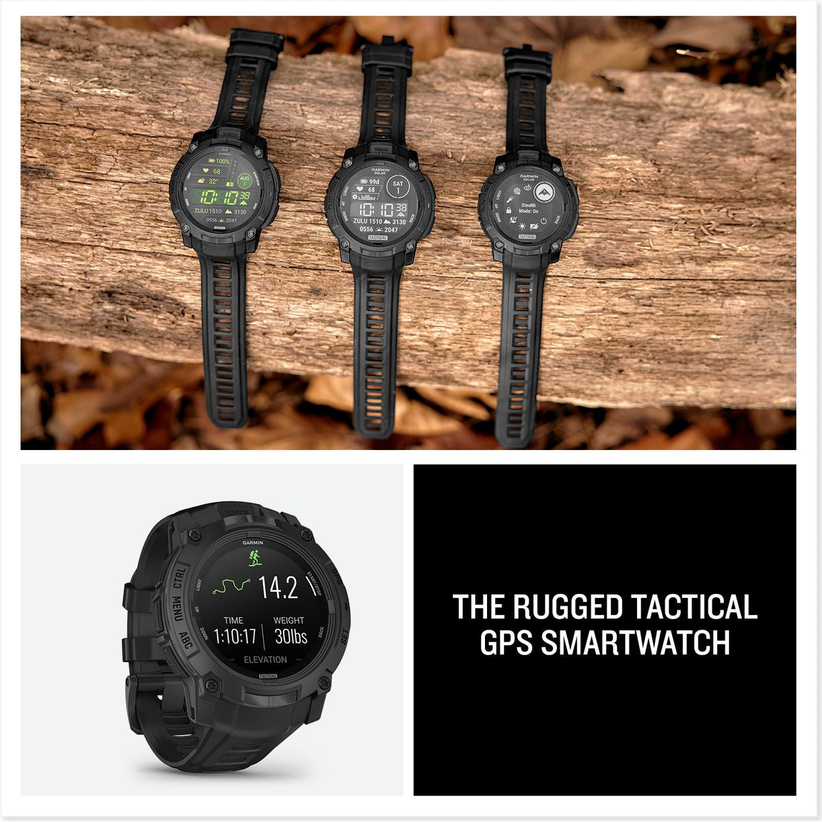 Garmin Instinct® 3 Tactical, Solar, 50mm, Black