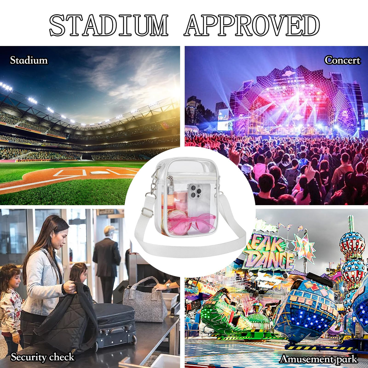 USPECLARE Clear Purse for Stadium Events Transparent Messenger Bag