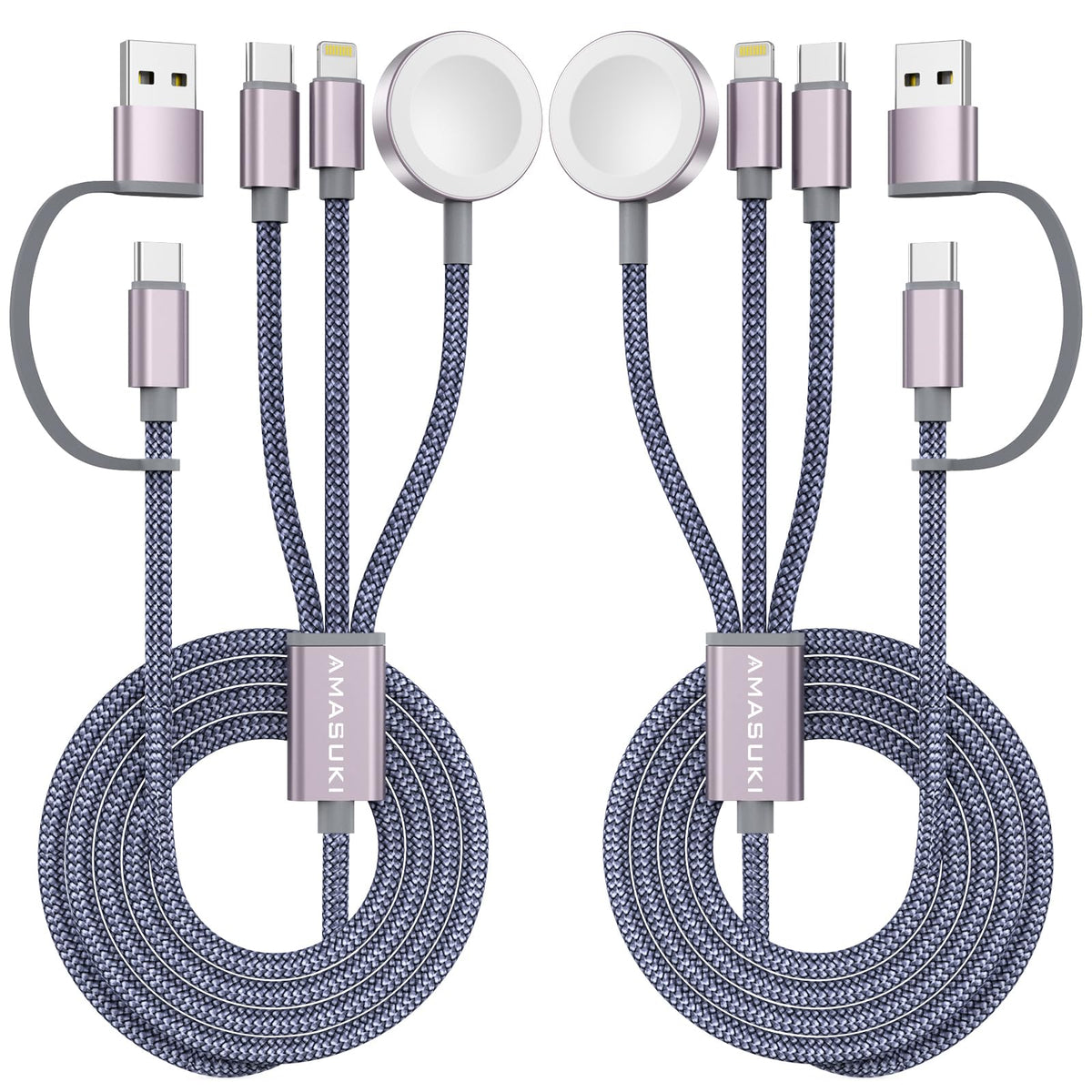 Travel Essentials,3 in 2 USB C Cable for Apple Watch Charger,iPhone Charger,Multi Charging Cable,Cruise Vacation Camping Essentials,Portable for iWatch Series 11-2/Ultra/SE & iPhone 17-12,Car,Pink