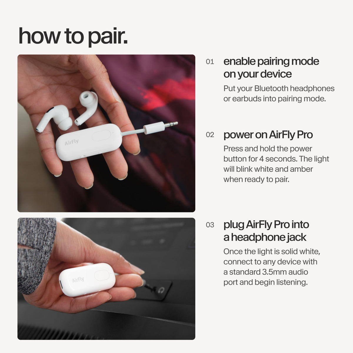 Twelve South AirFly Pro 2, Bluetooth Adapter, Pair 2 AirPods, Black Ice